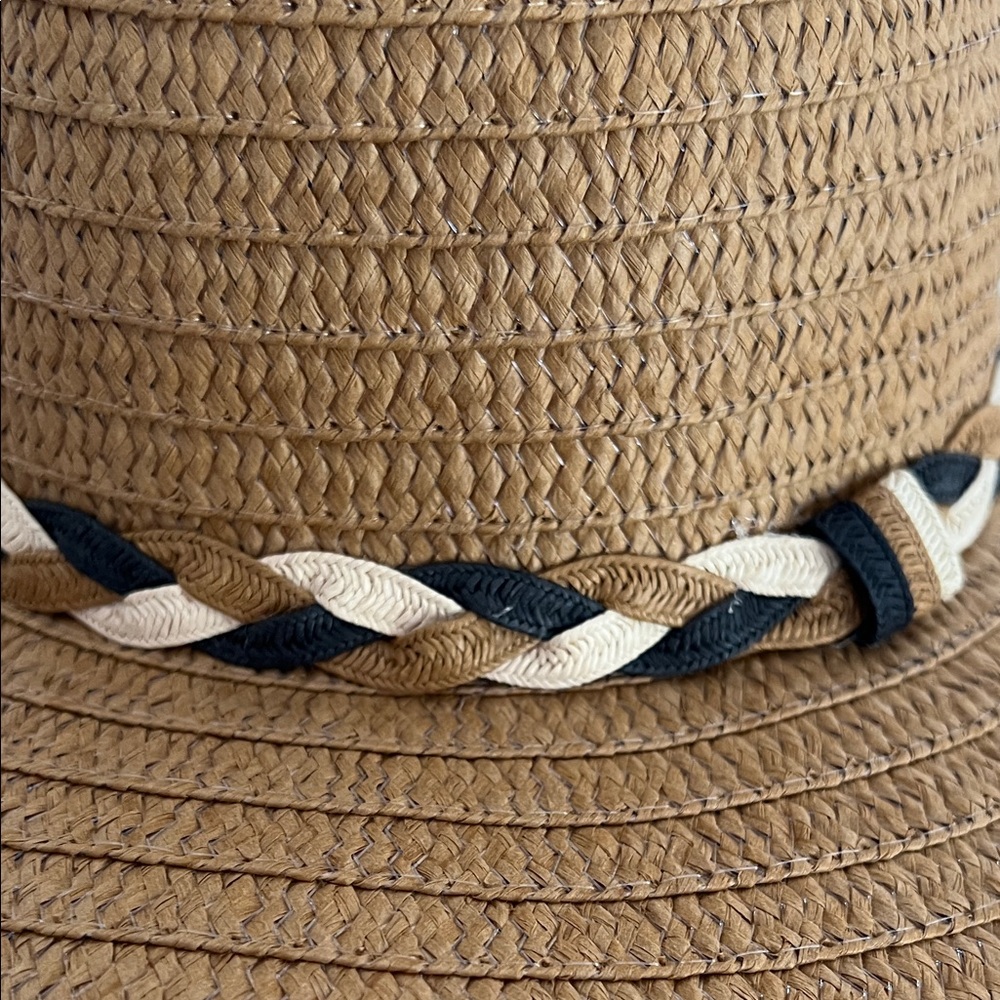 Tahari Tan Braided Trim Hat - Picture 5 of 5
